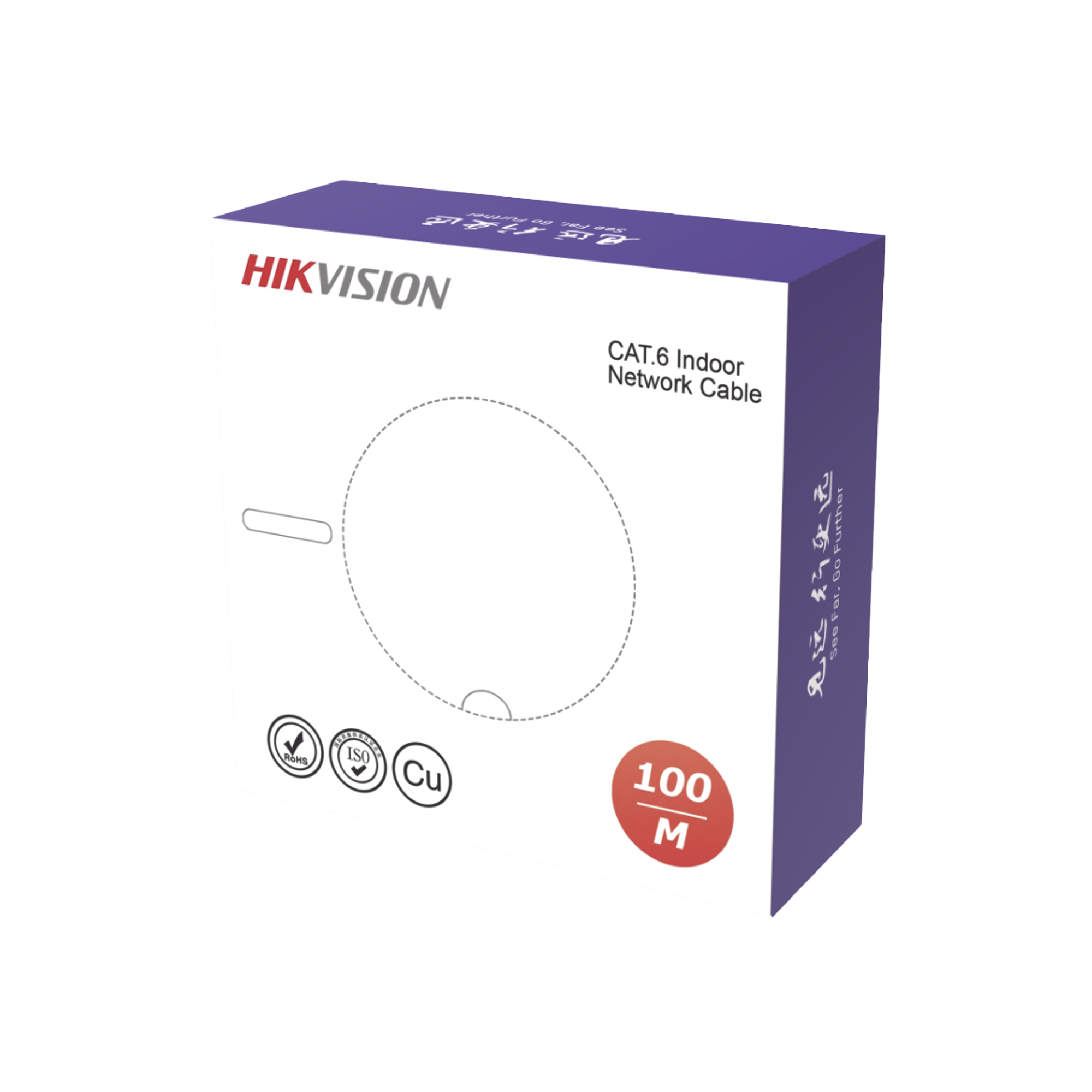 DS-1LN6USC0-100|Bobina de Cable UTP 100 Mts / Cat 6 (23 AWG) / Color Blanco / PVC (CM) / Uso en Interior / 100% Cobre / Aplicaciones de CCTV y Redes de Datos